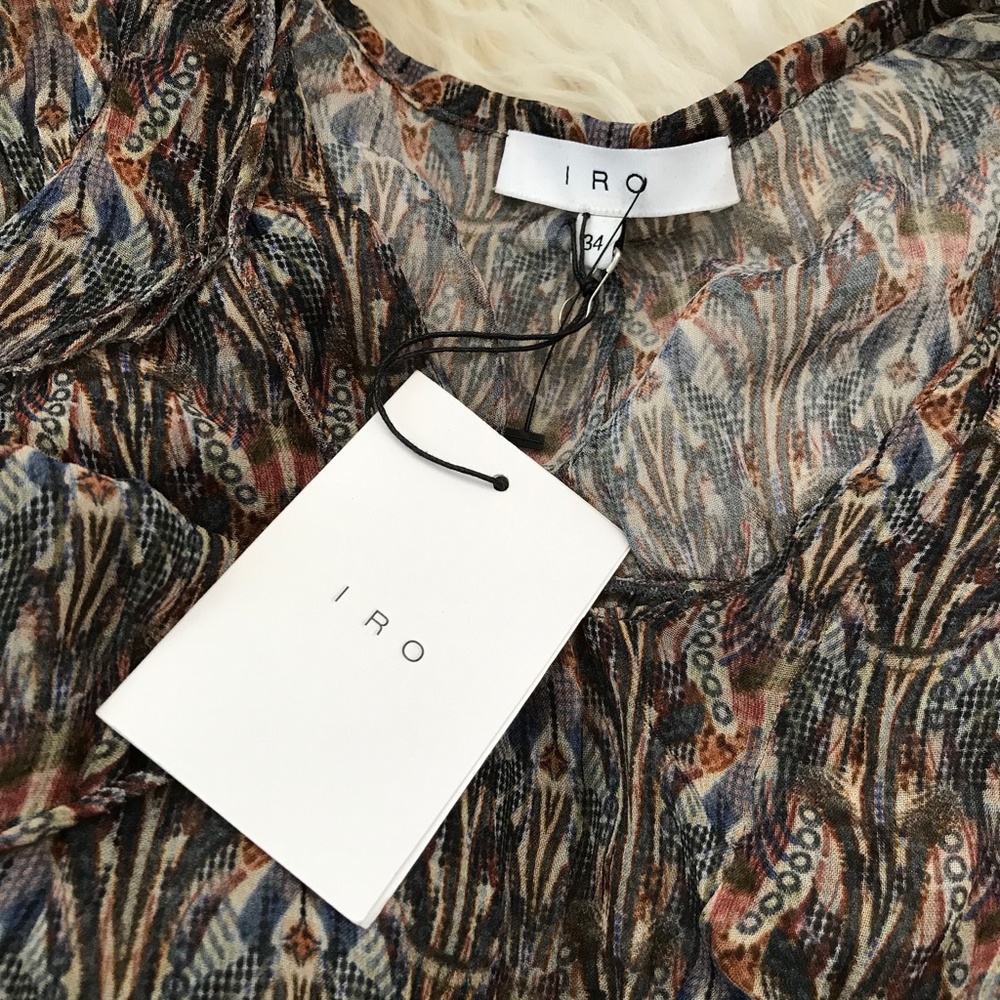 IRO Janie Bell Sleeve Ruffle Printed Blouse - Picture 4 of 8